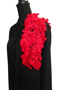 Collo grosso fatto a mano, sciarpa rossa, abbigliamento collo stile freeform - Foto 1 di 12