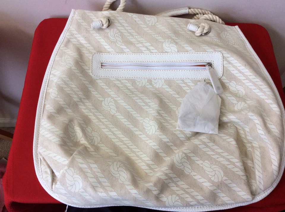 NWT  Rafē Beige print handbag purse  Large Bag.  Nautical Theme, Anchor (p2) - Image 1 of 4