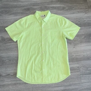 Camicia Bonobos slim fit manica corta con bottoni verde fluo cotone garzato nuova L - Foto 1 di 8