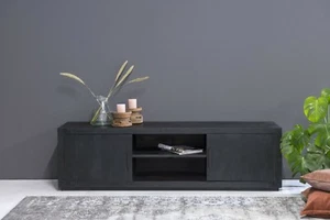 2-türige Echtholz massiv Mangholz TV Kommode Lowboard Jaxx 150 cm x 53 cm - Bild 1 von 3