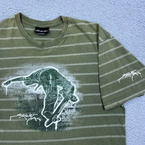 VTG No Boundaries Shirt Green Stripe Tee Skater Graphic Y2K Street Tag Large - Picture 1 of 14