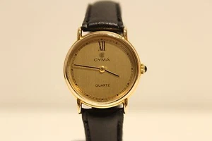 VINTAGE BEAUTIFUL LUXURY SWISS GOLD PLATED 25mm LADIES QUARTZ WATCH "CYMA" - Picture 1 of 6