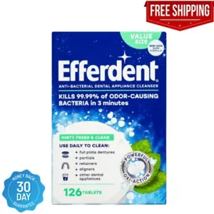Efferdent Retainer & Denture Cleaner Tablets, Minty Fresh & Clean, 126 Count - Picture 1 of 6