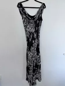 Vestido ECI New York Seda Floral Gasa Talla 12 Negro Cuentas Hada Cachicho Y2K - Imagen 1 de 14