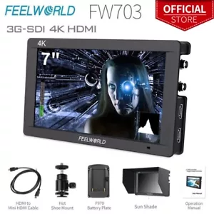 Feelworld FW703 7inch 3G SDI 4K Camera Field Monitor IPS Full HD 1920x1200 HDMI - Picture 1 of 7