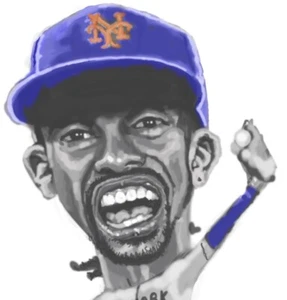 Mets Francisco Lindor Portrait, Orig. Art. Giclee Signed Print. Mets Superstar - Picture 1 of 3