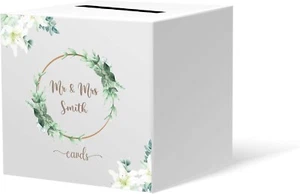 Personalised Acrylic Wedding Card Post Box For Reception Party Guest-Floral Ring - Picture 1 of 2