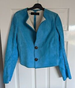 Dsquared2 Blue Goat Leather Button Jacket Blazer Womens - UK 8 IT 40 Small