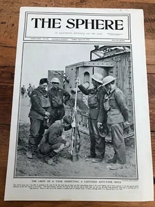 ww1 full page print - crew of a tank inspecting a captured anti - tank rifle ! - Picture 1 of 3