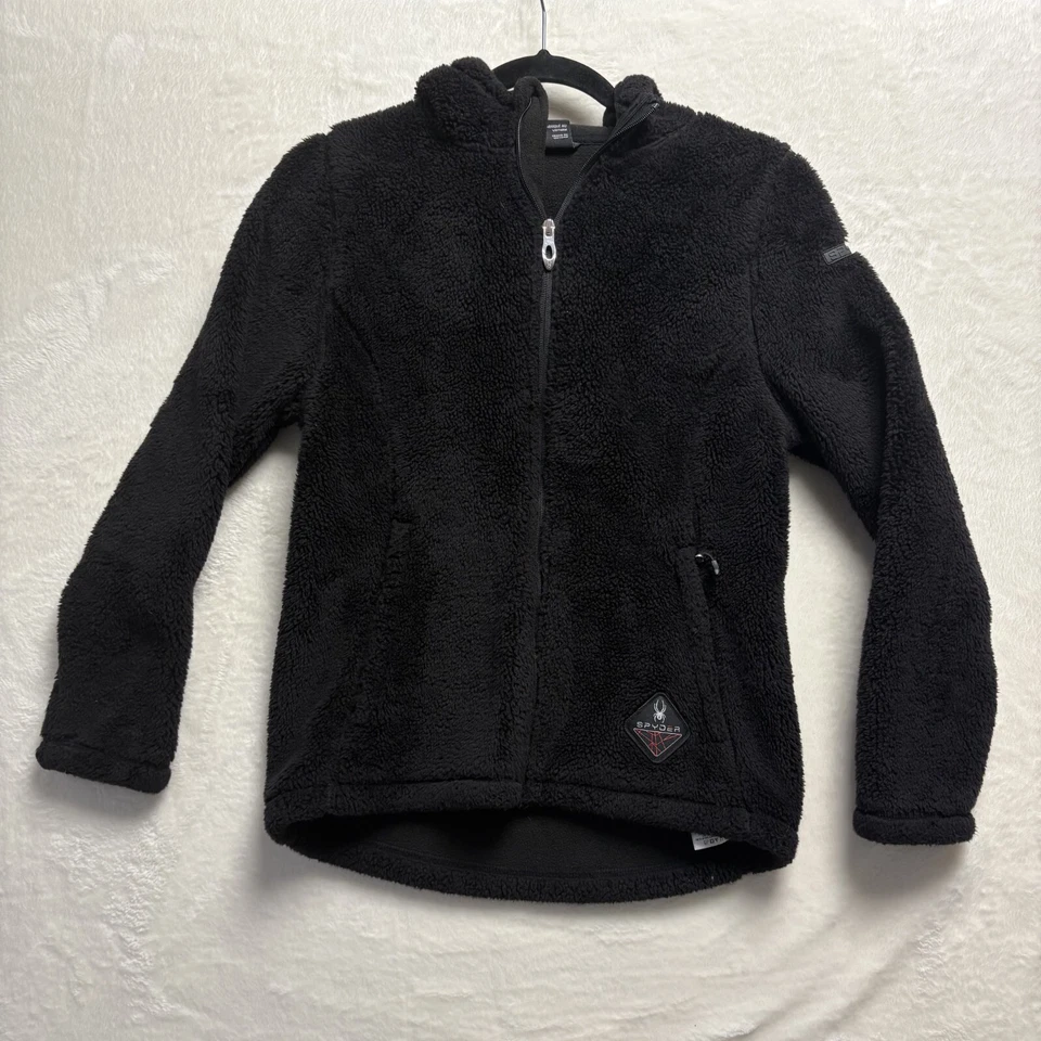 Chaqueta Spyder Mujer Pequeña Negra Anorak Polar Con Capucha Deporte Activo Esquí Senderismo Foto 1 de 4
