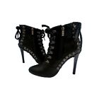 4HER UNIVERSE BLACK WIDOW BOOTIE 8W NWT MARVEL AVENGER BLACK STILETTO'S LACE UP