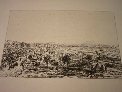 Maxime LALANNE (Bordeaux 1827-1886 Gravure EAU FORTE PAYSAGE GUERRE PARIS 1870 i - Photo 1/2