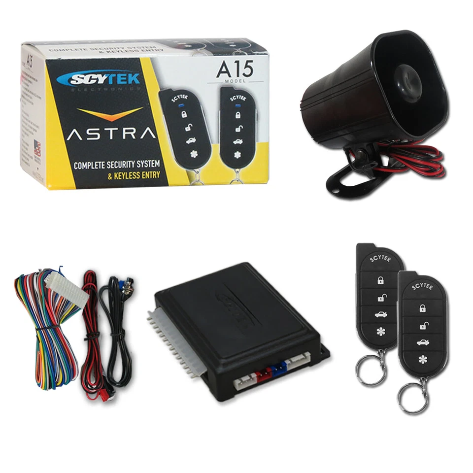SCYTEK CAR ALARM SYSTEM W/ KEYLESS ENTRY & TWO 5-BUTTON REMOTE AND HORN - Image 1 of 1