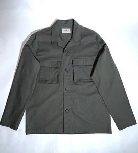Folk Men’s Overshirt Open Collar Shirt Jacket Button Olive Size Large Shacket  - Picture 1 of 6
