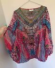 Camilla Franks Fabric Of My Forebears Silk V Neck Shirt Top Free Size $4 EXPRESS