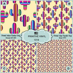 Serape Cactus Pattern HTV, Siser HTV, Iron on Printed HTV, Adhesive Vinyl 1018 - Picture 1 of 6