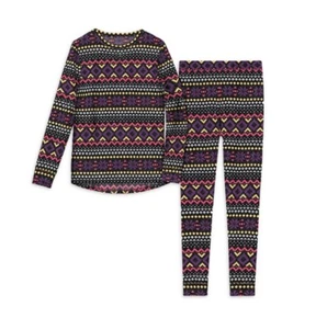 Cuddl Duds Climate Right Girls Winter Fairisle Top And Bottom Set Size XL NEW - Picture 1 of 2