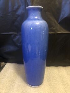 VINTAGE Home Decorative Blue Crackle Ceramic Vase, 10”