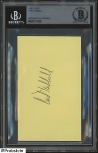 Carl Hubbell Signed Index Card BAS Beckett - Picture 1 of 2
