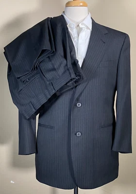 AUSTIN REED Charcoal Wool Suit 40S Jacket 33x27 Pants USA 2-Button Pinstripe - Image 1 of 4