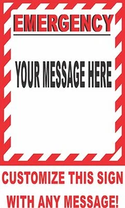 CUSTOM PERSONALIZED "EMERGENCY SIGN" Metal Aluminum Parking Safety Sign - Picture 1 of 1
