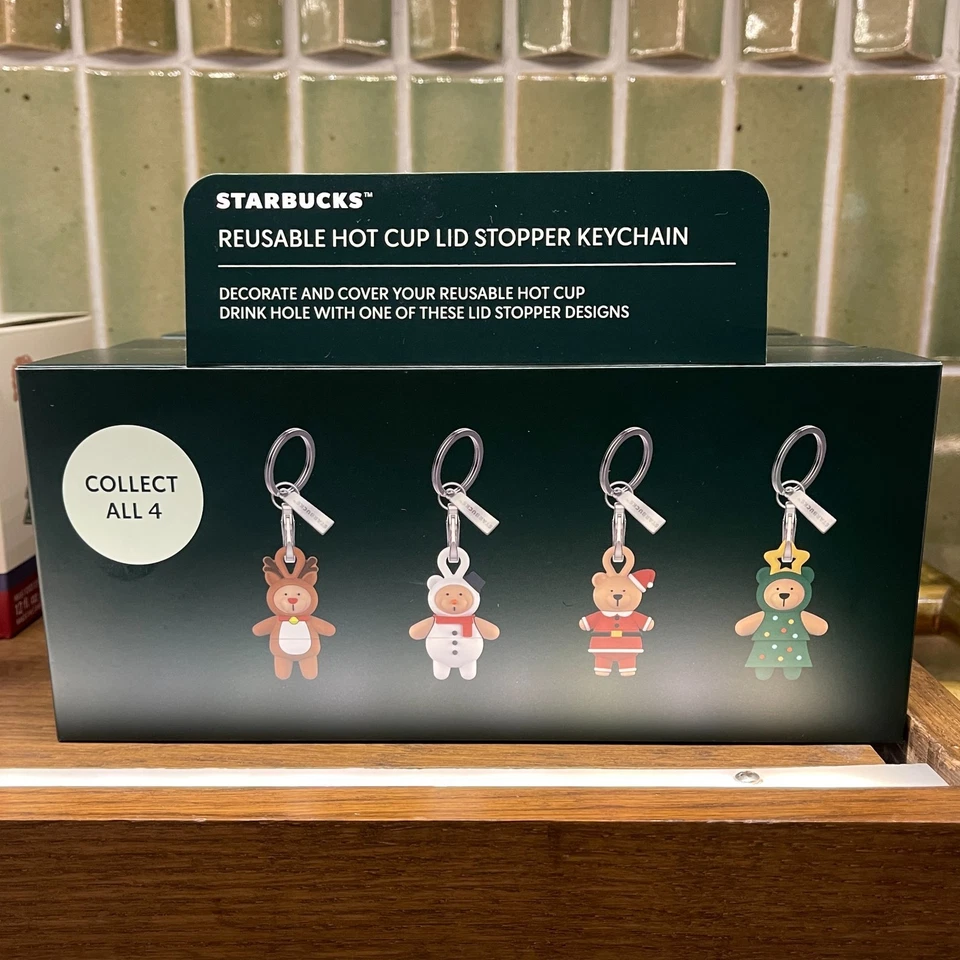 Starbucks Christmas 2025 Holiday Bearista Reusable Cup Lid Stopper Keychain - Image 1 of 1