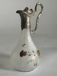 Antiker Silber Teller & Milchglas Claret Krug Ewer handbemalt Blumen - Bild 1 von 19