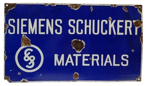 RARO Letrero Eléctrico Vintage SIEMENS SCHUCKERT Porcelana Esmalte 20x12" Advertisi - Imagen 1 de 6