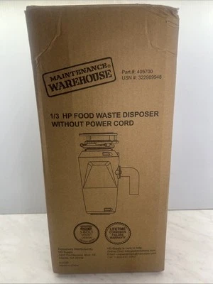 Maintenance Warehouse Garbage Disposal 1/3 HP Without power cord part #405700