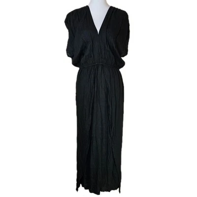 Venus Black Maxi Dress Women's Large Lightweight Dolman Boho Bohemian Swim Cover - Image 1 of 4