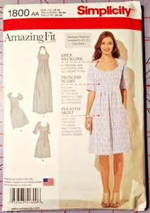 SIMPLICITY 1800 KLEIDER tolle Passform Misses & Damen Schnittmuster Größen 10-18 - Bild 1 von 4