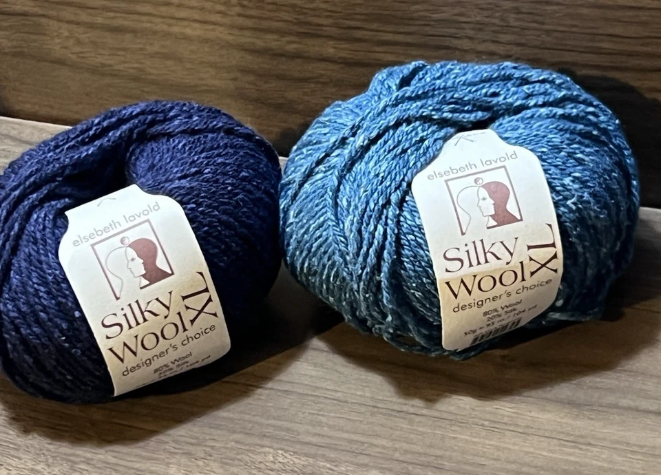 Elsebeth Lavold LANA DE SEDA XL Hilo AZUL 50gr/104yds ea. Lana seda. Juego de 2 Foto 1 de 4