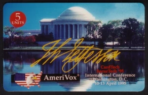5u Thomas Jefferson Memorial CardTech SecurTech '95 Conf. 04/95 USED Phone Card - Picture 1 of 2