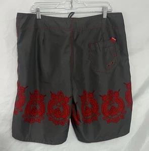 Mossimo Swim Board Shorts Surf Beach Gray And Red Mens Size 36 - Picture 1 of 7