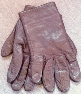 Vintage italienische braune geschmeidige Damen Lederhandschuhe 7 1/2 klein Made in Italy - Bild 1 von 6
