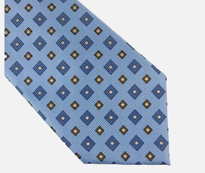 Macy's Tasso Elba Geometric Tie blue 100% silk 4" wide necktie - Imagem 1 de 4