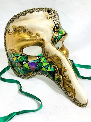 MASK La Maschera del Galeone Plaque Doctor Long Nose Harlequin Mardi Gras ADULT  - Image 1 of 4