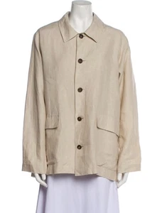 Eskandar Neutral Beige Linen Oversized Jacket Pockets Made In England 1 Sz - Picture 1 of 5