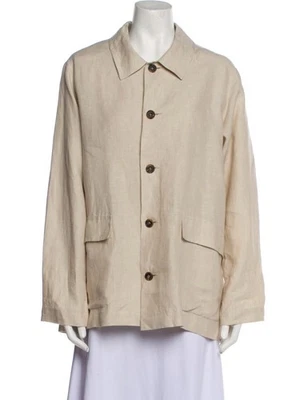Eskandar Neutral Beige Linen Oversized Jacket Pockets Made In England 1 Sz - Image 1 of 4