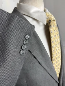 Zanetti Herren grau Nailhead Wolle Anzug Stich Revers Größe 40 R Hose 36 x 29 - Bild 1 von 13