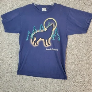 Vintage 1990s South Dakota Wolf Single Stitch Made in USA T-Shirt Size Medium  - Picture 1 of 8