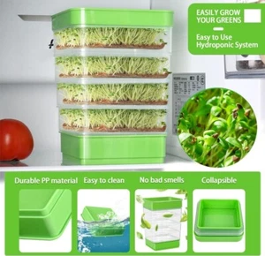 Seed Sprouter Kit,4-Tier Bean Sprouts Grow Kit, Micro Greens Growing Trays Stack - Picture 1 of 4
