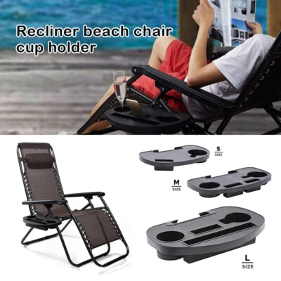 Garden Sun Lounger Cup Holder Zero Gravity Recliner Chair Clip Side Tray  - image 1 of 4