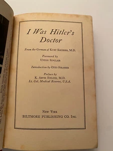 OA1) I Was Hitler's Doctor Kurt Krueger M.D. by Upton Sinclair 1943 Hardcover - Picture 1 of 4