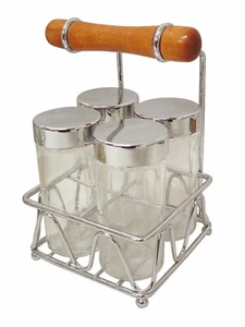 (SY108) JUEGO 4 BOTES TARROS ESPECIEROS ESPECIES ESPECIAS CUADRADO NOGAL 80ML - Imagen 1 de 2