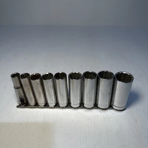Craftsman Tools 9pc 3/8" Drive 12-Point SAE Deep Chrome Socket Set 3/8-7/8" USA - Picture 1 of 8