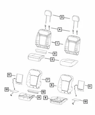 Cubierta trasera de asiento delantera izquierda genuina Mopar 2015-2016 Jeep Renegade 6AM82PX1AA Foto 1 de 4
