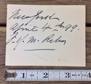 Antique Autograph On Card 1899 Frank Knox Morton Rehn Maritime Artist