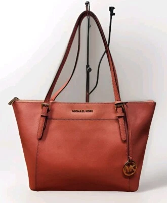 Michael Kors Ciara Large Handbag Tote Shoulder Bag Zip Top In Coral - Image 1 of 4