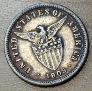 1903 P Philippines 10 centavos Silver - Picture 1 of 2